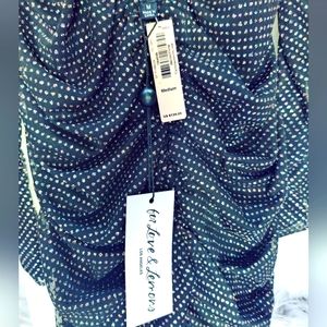 FOR LOVE & LEMONS "All That Glitters" Dress *M* Ruched Puff Sleeves